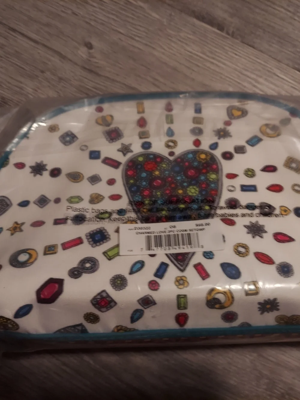 Brighton White Cosmetic Pouch with Multicolor LOVE Design